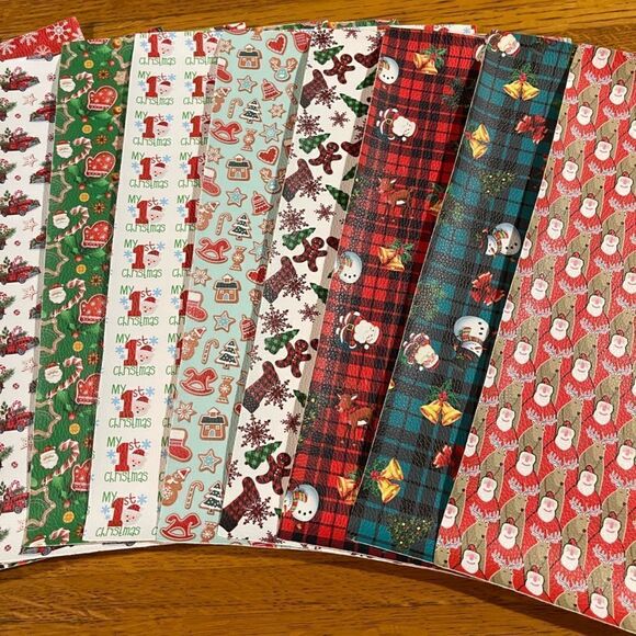 Faux Leather Sheets Christmas Set of 12 Sheets NWT - Picture 4 of 6